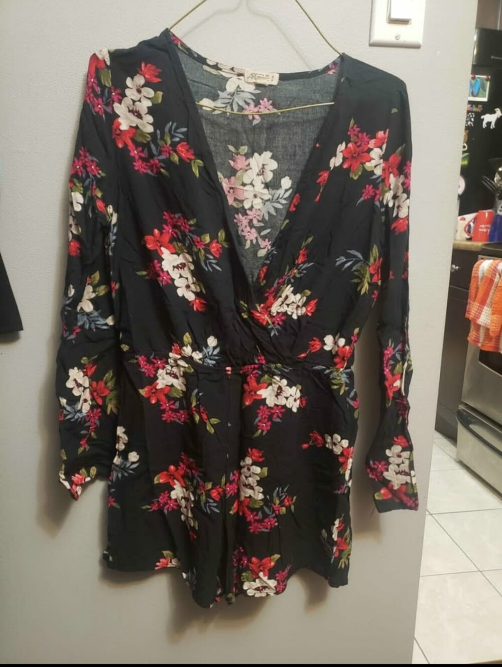 Ardene Black Floral Wrap Romper